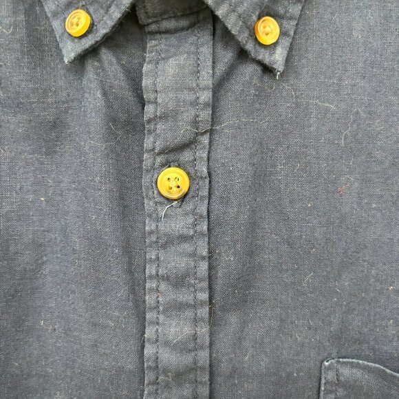 Old Navy Mens XXLarge Slim Fit Linen Cotton Blend Button Up Shirt Navy - Picture 5 of 6
